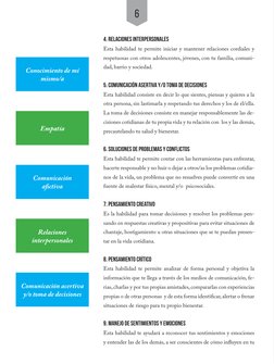 6
4. Relaciones interpersonales
Esta habilidad te permite iniciar y mantener relaciones cordiales y 
respetuosas con otros ad