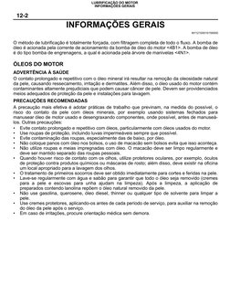 12-2
LUBRIFICAÇÃO DO MOTOR
INFORMAÇÕES GERAIS
INFORMAÇÕES GERAIS
M112100010156500
O método de lubrificação é totalmente força