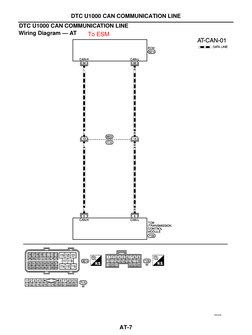 DTC U1000 CAN COMMUNICATION LINE
AT-7
DTC U1000 CAN COMMUNICATION LINE
Wiring Diagram — AT
YAT476
To ESM
