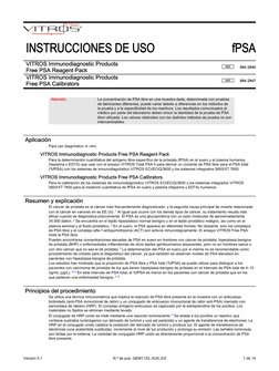 INSTRUCCIONES DE USO
fPSA
VITROS Immunodiagnostic Products
Free PSA Reagent Pack
684 2845
VITROS Immunodiagnostic Products