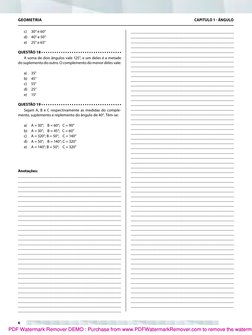 c)	
30° e 60°
d)	 40° e 50°
e)	
25° e 65°
QUESTÃO 18 • • • • • • • • • • • • • • • • • • • • • • • • • • • • • • • • • • • •
