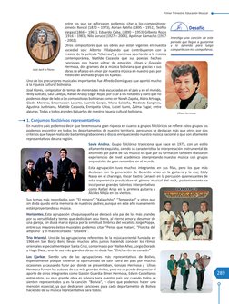 Primer Trimestre: Educación Musical
289
entre los que se esforzaron podemos citar a los compositores: 
Simeón Roncal (187
