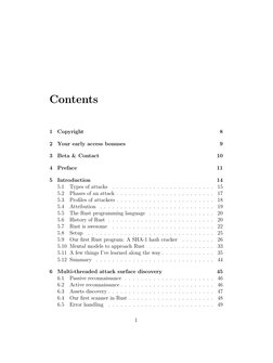 Contents
1
Copyright
8
2
Your early access bonuses
9
3
Beta & Contact
10
4
Preface
11
5
Introduction
14
5.1
Types of attacks
