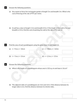 72
4 	
Answer the following questions.
(a)
Anu wants to fence her rectangular garden of length 5 m and breadth 3 m. What is t