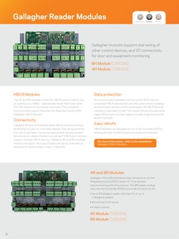 Gallagher modules support star-wiring of 
other control devices, and I/O connectivity 
for door and equipment monitoring. 
Ga