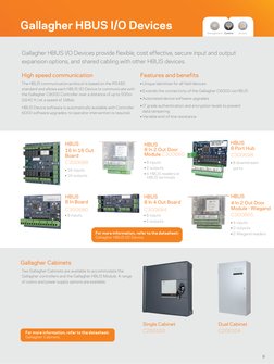 Gallagher HBUS I/O Devices provide flexible, cost effective, secure input and output 
expansion options, and shared cabling w