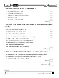 Personal Best B1+ Unit 1 Overview | PDF