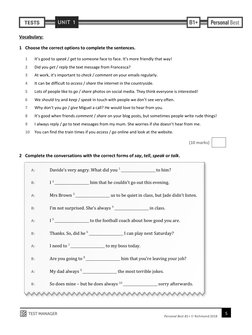 Personal Best B1+ Unit 1 Overview | PDF