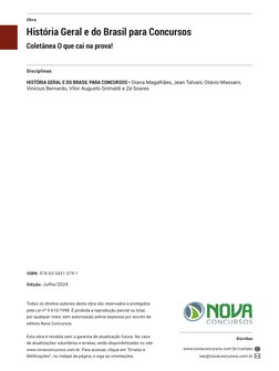Obra
História Geral e do Brasil para Concursos
Coletânea O que cai na prova!
Disciplinas
HISTÓRIA GERAL E DO BRASIL PARA CONC