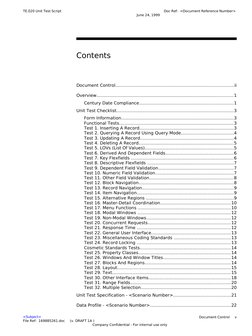 TE.020 Unit Test Script
Contents
Document Control............................................................................