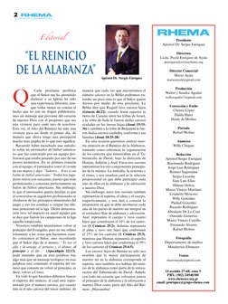 2
Editorial
“el reinicio  
de la alabanza”
Cada proclama profética 
que el Señor me ha permitido 
declarar a su Iglesia ha si