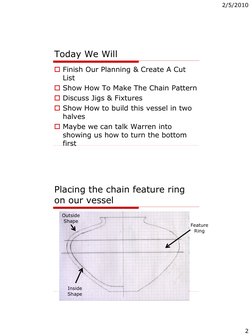 2/5/2010
2
Today We Will
Finish Our Planning & Create A Cut 
List
Show How To Make The Chain Pattern
Discuss Jigs & Fixtur