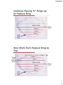 2/5/2010
4
Continue Placing ¾” Rings up 
to Feature Ring
Solid
Wood
Base
Ring 1
Ring 2
Ring 3
Ring 4
1/8” T
Feature Ring
Now