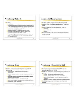 Prototyping and Rapid Application 
Development (RAD)
29
Prototyping Methods
a All these, 
`are iterative
`are designed to red