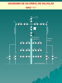 DIAGRAMA DE UN ÁRBOL DE VALVULAS
TIPO “ T ”
1
2
3
4
5
6
7
8
9
10
11
12
13
14
15
16
17
BAJANTE #1
BAJANTE #2
18
19
18 A
19 A
P