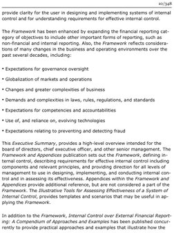 provide clarity for the user in designing and implementing systems of internal
control and for understanding requirements for