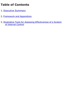 BREAK
Table of Contents
1. Executive Summary
2. Framework and Appendices
3. Illustrative Tools for Assessing Effectiveness of
