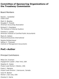 BREAK
Committee of Sponsoring Organizations of
the Treadway Commission
Board Members
David L. Landsittel
COSO Chair
Mark S. B