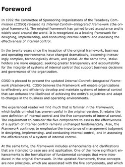 BREAK
Foreword
In 1992 the Committee of Sponsoring Organizations of the Treadway Com-
mission (COSO) released its Internal Co