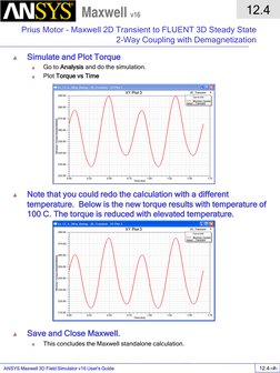ANSYS Maxwell 3D Field Simulator v16 User’s Guide  
12.4 
Prius Motor - Maxwell 2D Transient to FLUENT 3D Steady State 
2-Way