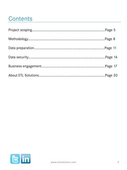 (http://www.linkedin.com/company/etl-solutions) (https://twitter.com/DataExpertise)4 
www.etlsolutions.com 
Contents 
Projec