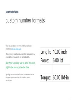 3
custom number formats
When you use data in the wrong units the results are 
disastrous. Just ask these guys. (https://en.wi