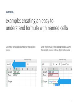 6
example: creating an easy-to-
understand formula with named cells
Select the variable cells and enter the variable 
names
E