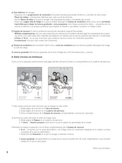 e) Guía didáctica. Se recogen:
- Esquemas con la programación de contenidos funcionales, lexicales, gramaticales, fonéticos y