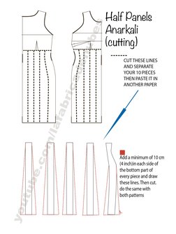 Half Panels Anarkali (Drawing) : Patterns For All Types of Anarkali | PDF |  Home & Garden