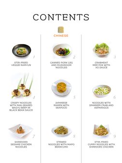 CANNED PORK LEG 
AND MUSHROOM 
NOODLES  
STIR-FRIED
VEGGIE RAMYUN
JAPANESE
RAMEN WITH
SEAFOOD
CRABMEAT
MEE POK WITH
XO SAUCE