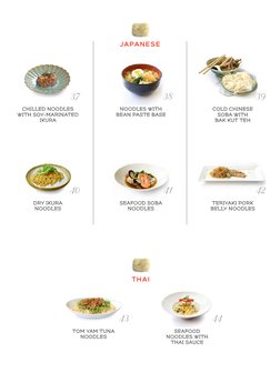 JAPANESE
COLD CHINESE
SOBA WITH
BAK KUT TEH
TERIYAKI PORK
BELLY NOODLES
CHILLED NOODLES 
WITH SOY-MARINATED 
IKURA 
DRY IKURA