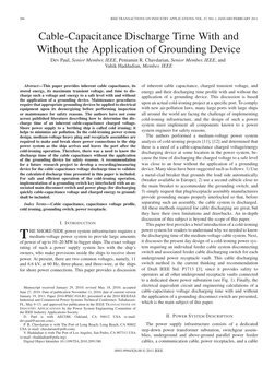 286
IEEE TRANSACTIONS ON INDUSTRY APPLICATIONS, VOL. 47, NO. 1, JANUARY/FEBRUARY 2011
Cable-Capacitance Discharge Time With a