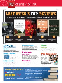 ONLINE & ON-AIR
From the 
Newsletters
Tip Sheet
PW editors pick big spring books. 
publishersweekly.com/bigspringbooks (http: