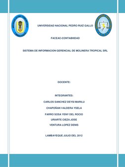UNIVERSIDAD NACIONAL PEDRO RUIZ GALLO 
 
FACEAC-CONTABIIIDAD   
 
SISTEMA DE INFORMACION GERENCIAL DE MOLINERA TROPICAL S