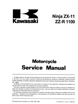 AA Kawasaki ZX11 & ZZR1100 Service Manual 93-01 PDF | PDF