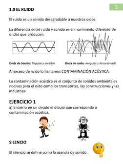 1.0 EL RUIDO
El ruido es un sonido desagradable a nuestros oídos.
La diferencia entre ruido y sonido es el movimiento diferen