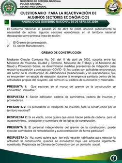 MINISTERIO DE DEFENSA NACIONAL
POLICÍA NACIONAL
SECRETARÍA GENERAL
1
CUESTIONARIO  PARA LA REACTIVACIÓN DE 
ALGUNOS SECTORES