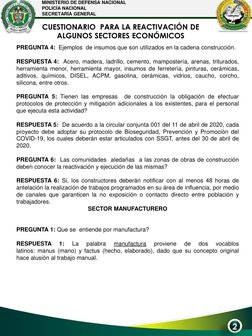MINISTERIO DE DEFENSA NACIONAL
POLICÍA NACIONAL
SECRETARÍA GENERAL
2
CUESTIONARIO  PARA LA REACTIVACIÓN DE 
ALGUNOS SECTORES