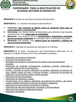MINISTERIO DE DEFENSA NACIONAL
POLICÍA NACIONAL
SECRETARÍA GENERAL
3
CUESTIONARIO  PARA LA REACTIVACIÓN DE 
ALGUNOS SECTORES