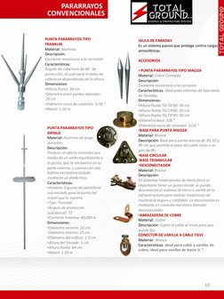 CONVENCIONALES
PUNTA PARARRAYOS TIPO 
FRANKLIN
Material: Aluminio
Descripción:
Excelente resistencia a la corrosión
Caracterí