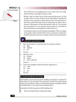 HOME SCIENCE
MODULE - 2
Notes
Purchase and Storage of Food
Foods and Nutrition
 120
the food but also by dropping their excre