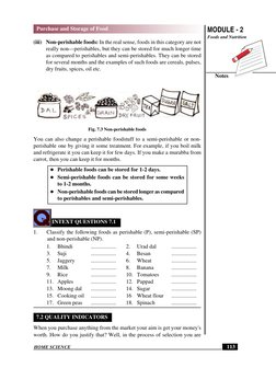 HOME SCIENCE
MODULE - 2
Foods and Nutrition
Notes
 113
Purchase and Storage of Food
(iii) Non-perishable foods: In the real s