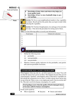 HOME SCIENCE
MODULE - 2
Notes
Purchase and Storage of Food
Foods and Nutrition
 118

Knowledge of what, where and when to bu
