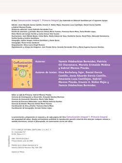 Autores: 
Yazmín Odabachian Bermúdez, Patricia 
Gil Chaveznava, Mariela Grimaldo Medina 
y Gabriel Moreno Pineda.
Autores de