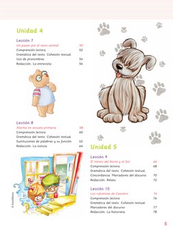 Unidad 4
Lección 7
Un paseo por el reino animal 
50
Comprensión lectora 
52
Gramática del texto. Cohesión textual. 
Uso de pr
