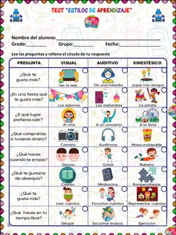 Test de Estilos de Aprendizaje Infantil | PDF | Crecimiento personal y ...