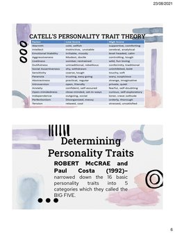 23/08/2021
6
CATELL’S PERSONALITY TRAIT THEORY
Determining 
Personality Traits
ROBERT
McCRAE
and
Paul
Costa
(1992)–
narrowed