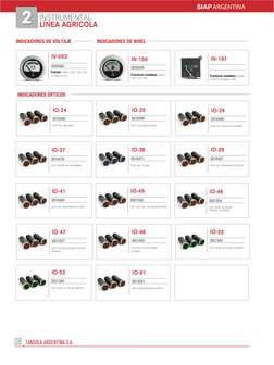 TANSOLA ARGENTINA S.A.
08
INSTRUMENTAL
LÍNEA AGRICOLA
2
SIAPARGENTINA
INDICADORES ÓPTICOS
INDICADORES DE NIVEL
Tractores mode