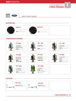 TANSOLA ARGENTINA S.A. 05
LÍNEA FORD CARGO
1.03
VELOCIMETROS
Ford: 1 0t W:0.625= 120 Km.
VS-511
VS-512
Ford: 2 0t W:0.625= 12