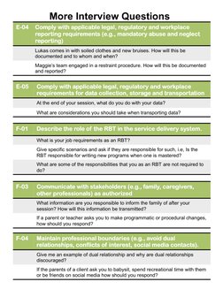 E-04 
Comply with applicable legal, regulatory and workplace 
reporting requirements (e.g., mandatory abuse and neglect 
repo